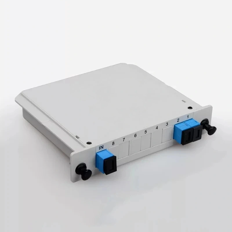 Premium High Quality Cassette Type Fiber Optic PLC Splitter 1*2 SC/PC Connector 09mm with Excellent Uniformity & Reliability